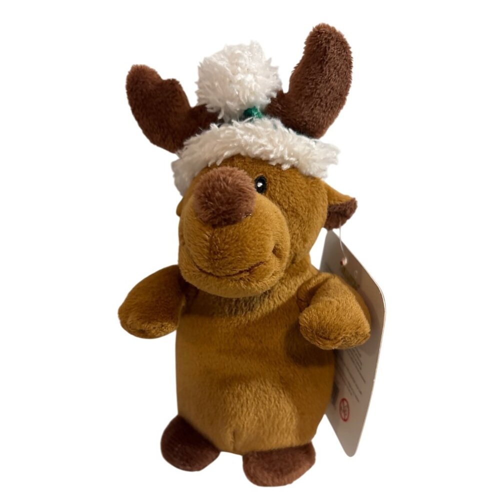 Moose Reindeer Plush Toy 6.5” Green & White Hat Kellytoy 2013 Stuffed Christmas
